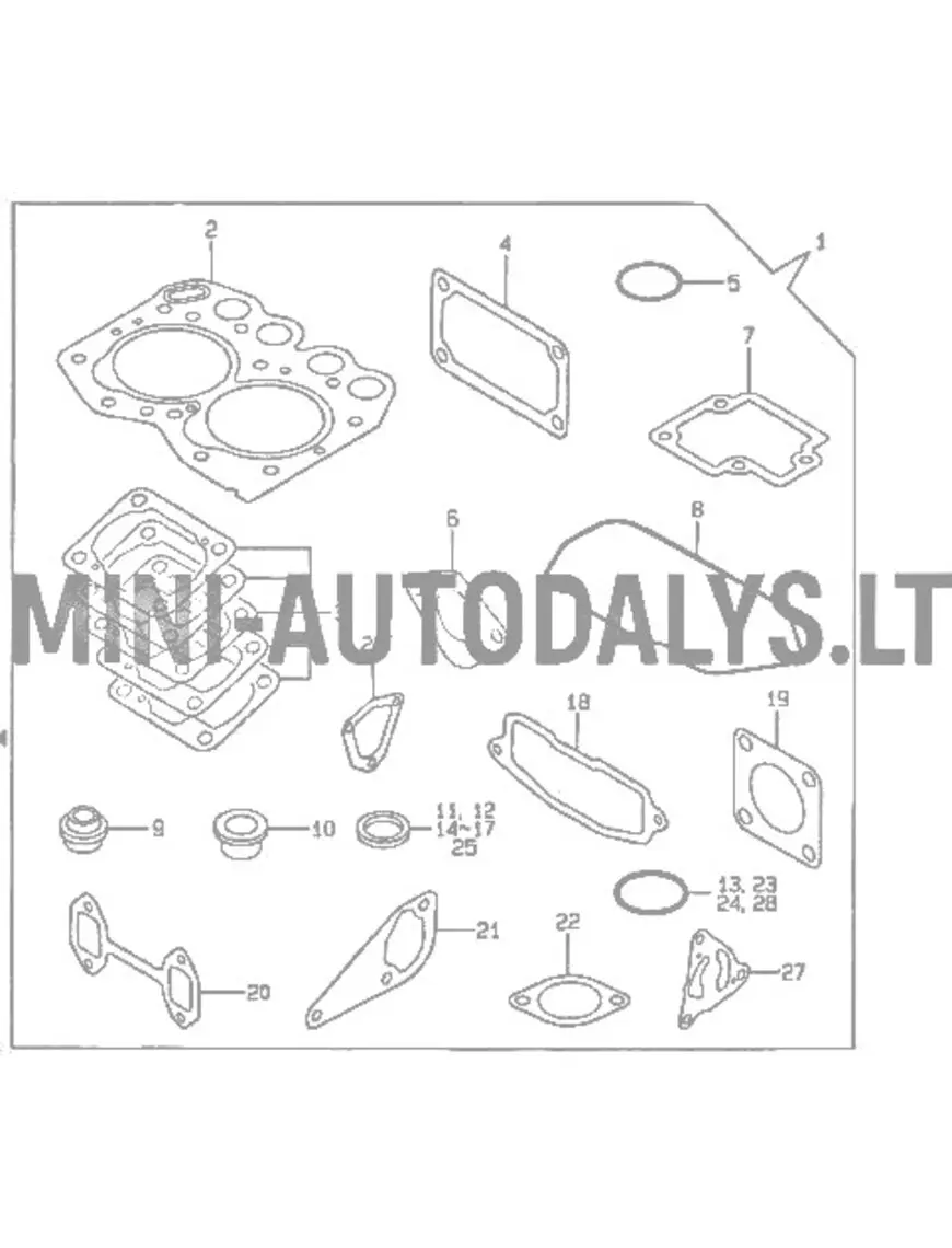 Yanmar galvos tarpiklių rinkinys