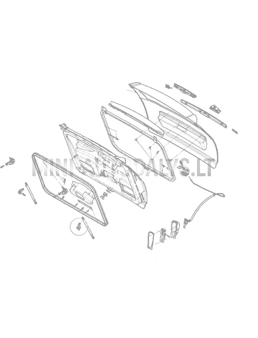 Kairiųjų galinių durelių atramos demperis Ligier JS50/JS50L